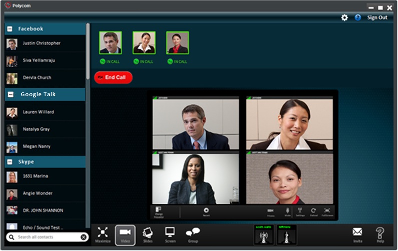ระบบประชุมทางไกลร่วมกับ Skype, Google Talk, Facebook (Polycom Cloud ...